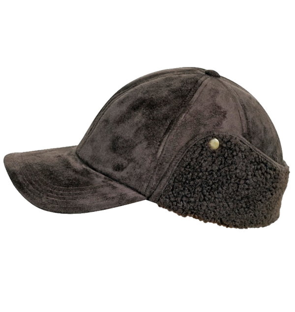 Mütze Winter Cap mit Innenfutter und Ohrenklappen Kappe braun